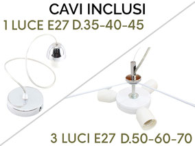 cavi inclusi nel lampadario a sospensione cilindro con diffusore JUTA