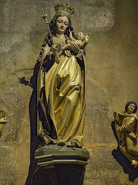 Bild: Statue Jungfrau 15. Jh. in der Église Notre-Dame-de-la-Nativité de Saverne