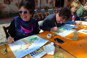 Paint and Wine в Таормине - пейте вино и рисуйте Этну, мастер-класс по рисованию и дегустация вин и продуктов в маленькой группе в Таормине