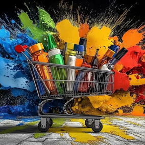 carrito de supermercado con diferentes productos