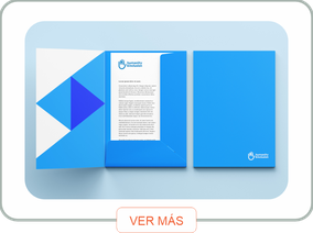 Folder corporativo impreso a full color con solapa para presentación de documentos empresariales