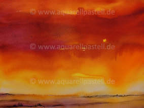 Flammenhimmel über Strand II (30 x 40 cm)