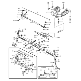 Diagrama de la suspensión delantera sencilla para NH Iveco con cilindro Ognibene para 5610, 6610, 7610 y sus componentes.
