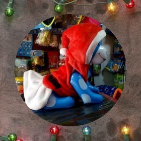 Vestido de navidad con gorro y sin mangas para perro razas pequeñas. 