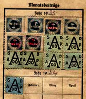 Socialdemokratisk medlemskort 1933/34