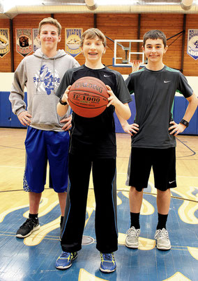 COMMERCIAL SUCCESS: From left are Ben Parker, Abe Steinbeck and Andrew Swartz who took top honors for a television commercial they created for the IHSAA, which resulted in a trophy and $1,000 for the Bellevue School District.