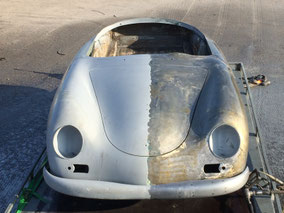 Porsche 356 Speedster Wasserhochdruckstrahlen entlacken original stahlblech kitt enfernung Lackentfernung