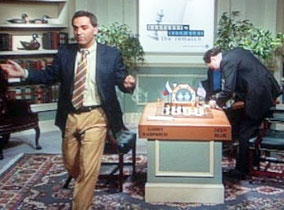 Garry Kasparov abandonnant la partie