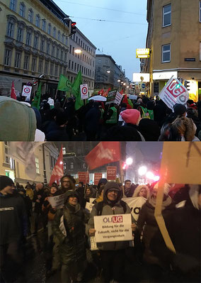Großdemo zum 1. Jahrestag der Regierung * Breiter Protest gegen Sozialabbau * Bild: Uschi Göltl (oben), Gerhard Pušnik (unten)