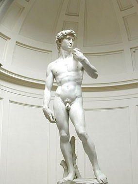 David, 1501-1504, Michel-Ange (1475-1564), marbre, hauteur 4,34m, Galleria dell’Accademia, Florence, Italie.