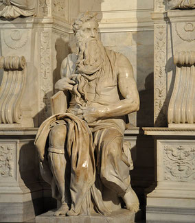 Moïse, 1512-1515, Michel-Ange (1475-1564), marbre, hauteur 2,35m, église St Pierre-aux-liens, Rome, Italie.