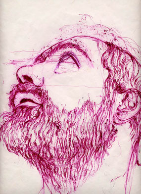 PAULUS. 2003, disegno a penna su carta 50x37,5. Coll. Massimo Scarafuggi.