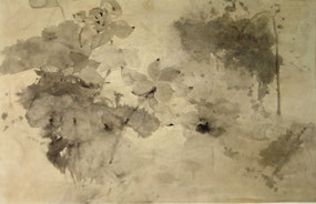 荷1 HE 1 58X93CM  纸本水墨与矿物色 INK & MINERAL COLOR ON PAPER 2003 (收藏于香港 COLLECTED IN HONG KONG)