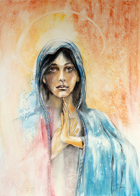 Mutter Maria Wandbild christliches Gemälde, gemalt von Jopie Bopp #Leinwandbild #Muttermaria