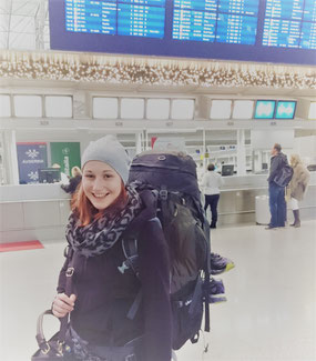 Am Frankfurter Flughafen vor der Abreise