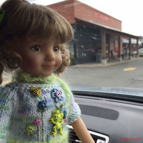 Helen Skinner's Dianna Effner Little Darling, our Tink on errands with Jackie