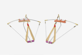 "SKIN MURMUR" earrings 2019 aluminium,brass,steel,suede 7x6x2,6 cm 1,7 gr. 