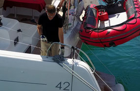 catamaran docking pratice, skiper training, catamaran training, See milage confirmation, catamaran Lagoon 42, catamaran training Tenerife, catamaran maneuver training, catamaran docking training, Harbor maneuver training, catamaran sailing practice