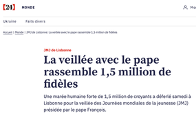 24 Heures : La veillée avec le pape rassemble 1,5 million de fidèles