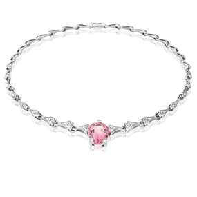 Collier in Weissgold mit Brillanten und einem Morganit aus der Eternity Kollektion der Goldschmiede OBSESSION Zürich und Wetzikon.