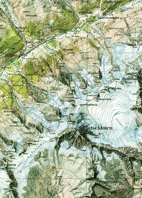 Ausschnitt der Karte 1 : 50 000, Eidg. Landestopografie Bern, 1940, Reproduktion aus Geographica Helvetica.