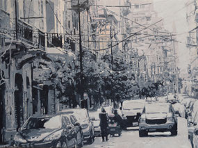 Karm El Zeitoun (Beyrouth), 2023, huile sur toile, 195 cm x 130 cm