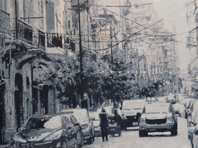Karm El Zeitoun (Beyrouth), 2023, huile sur toile, 195 cm x 130 cm
