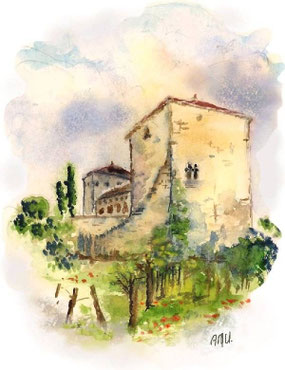 Château de Floressas - aquarelle©A-M Uyttenbroeck