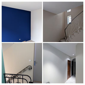 Travaux de peinture intérieure avec pose de revêtement mural réalisés à Magalas par un peintre professionnel. 