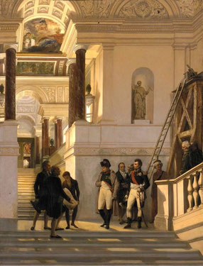 Louis-Charles-Auguste Couder, Napoleon I Visiting the Grand Staircase of the Louvre, in the Company of Architects Percier & Fontaine, 1833, Paris, Musée du Louvre.