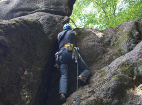 Mittwochsklettern im Erzgebirge an der Wurzelspitze und am Rockenstein, 07.08.2024