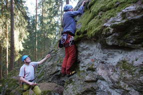 Mittwochsklettern am Schwarzen Stein bei Grünbach im Vogtland, 30.04.2025