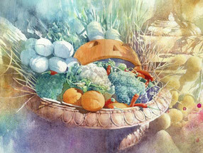 水彩画 静物「収穫祭」福井良佑  Watercolor by Ryoyu