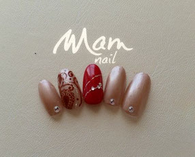 富士市ネイルサロンMam　Nail、サンプル、red/CG41カルジェル