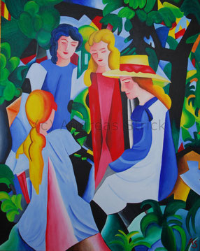 Vier Mädchen, 80 x 100 cm, Juni 2012, Acryl auf Leinwand