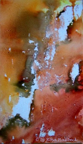 Aquarell, aquarellbild,  orange, braun, weiß, gelb, bild, malen, malerei, kunst, geko, dekoration, wandbild, abstrakt, struktur