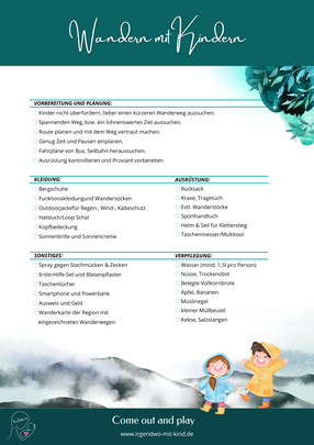 Wandern mit Kindern Checklist