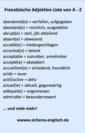 französische Adjektive Liste
