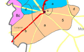 Partie centre sud de la carte des commanderies de la Vienne