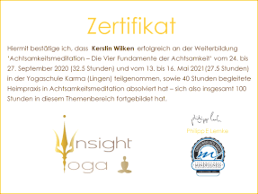 Zertifikat Achtsamkeitsmeditation 100h