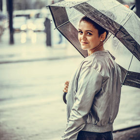 vrouw paraplu