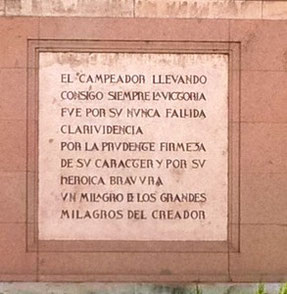 Placa de la estatua del "Mio Cid", en Burgos