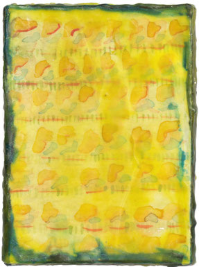 Datenstrang 4, 2020, Mischtechnik auf Holz, 21 x 14 cm