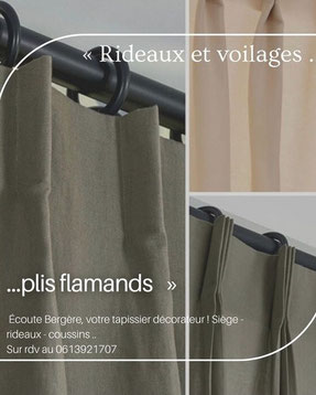 Plis flamands, têtes de rideaux Ecoute Bergere