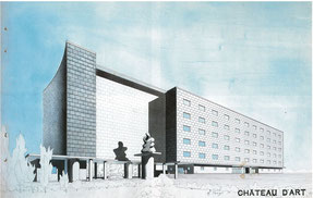 卒業設計「CHATEAU D'ART 芸術の館」１９３８年　外観パース
