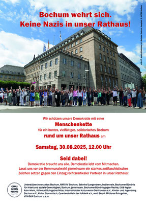 Design und Foto: Ute Jäger, Kommunalwahl, Menschenkette ums Rathaus Bochum