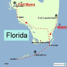 Bild: Reiserouten-Karte von Florida
