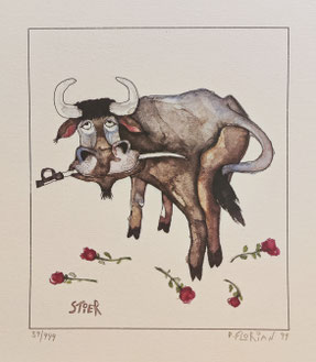 Florian Peter Original Farbradierung Sternzeichen Stier