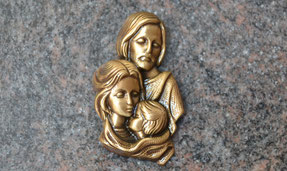 bronze-religieux-christ-sainte-famille-vierge-marie-joseph-jesus-ornement-stele-decoration-enterrement