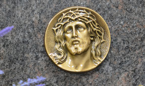 bronze-medaille-christ-plaque-funeraire-medaillon